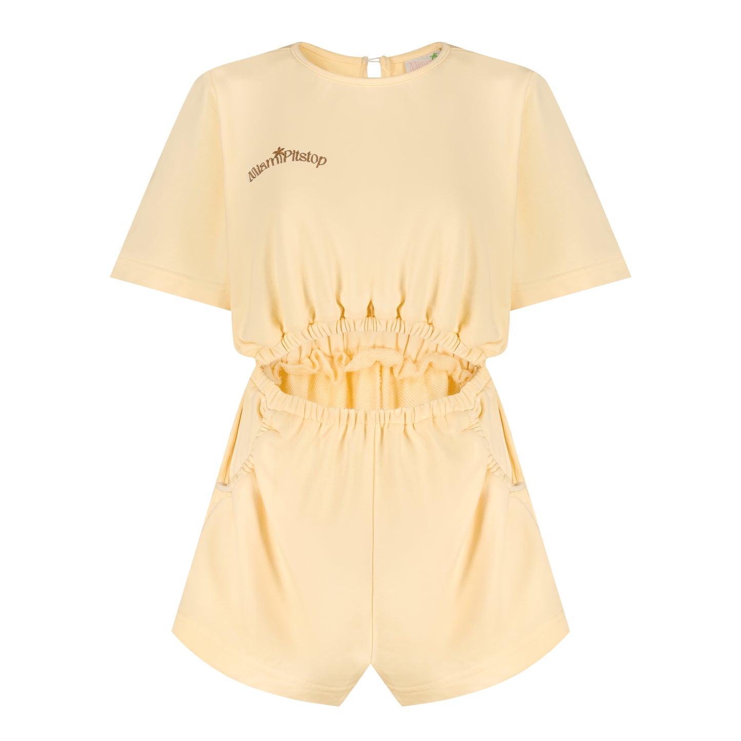 Miami Cut-out Playsuit Custard