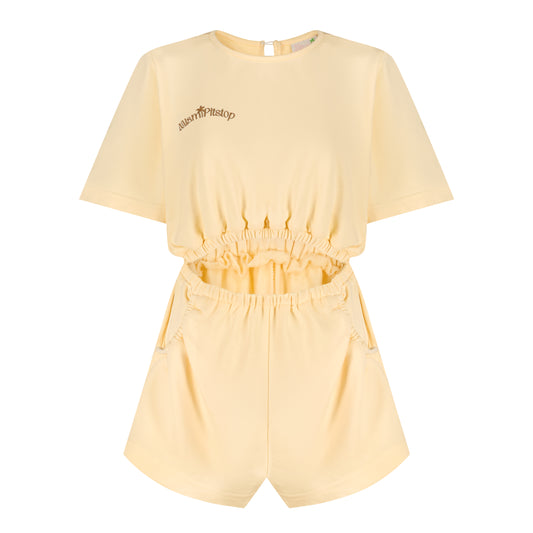 Miami Cut-out Playsuit Custard