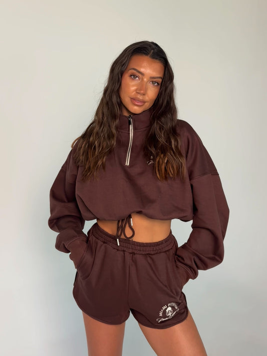 Padel Academy Cropped Jumper Chocolate